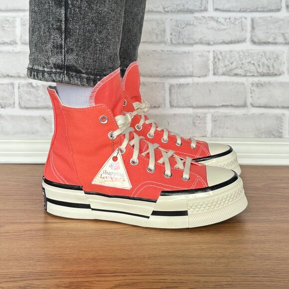 Converse Chuck 70 Plus Hi Top Platform Sz 8.5 Women Shoes Orange Sneaker A06432C - Picture 3 of 12